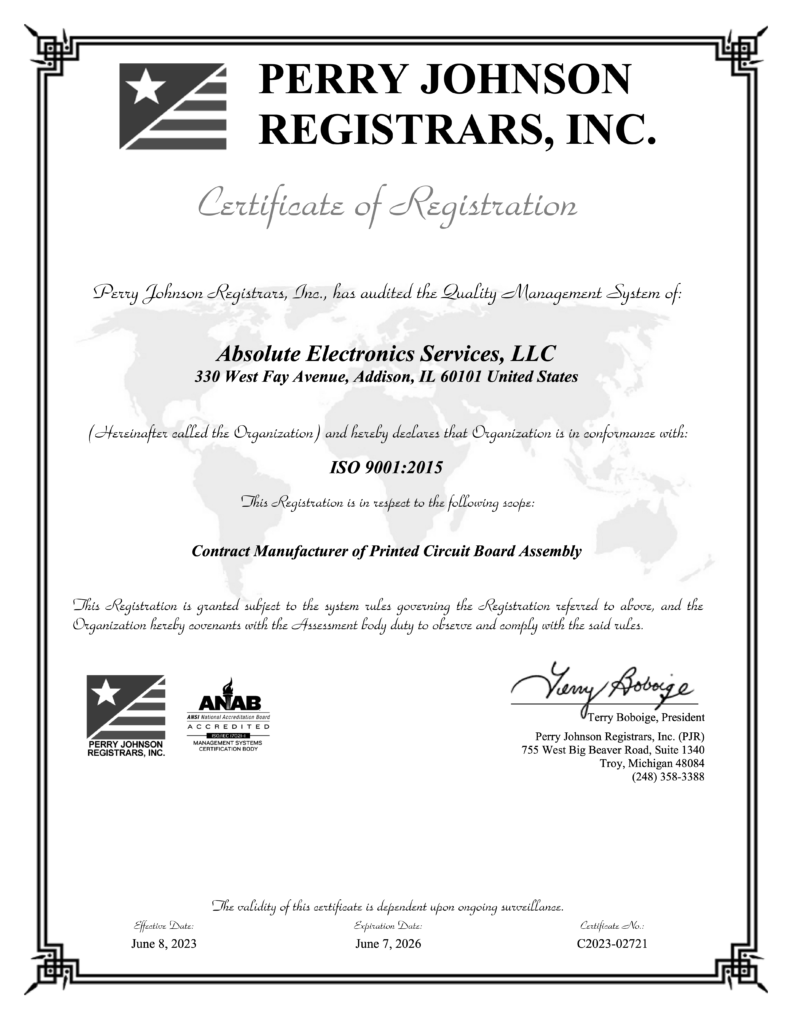 Absolute Electronics ISO Certificate